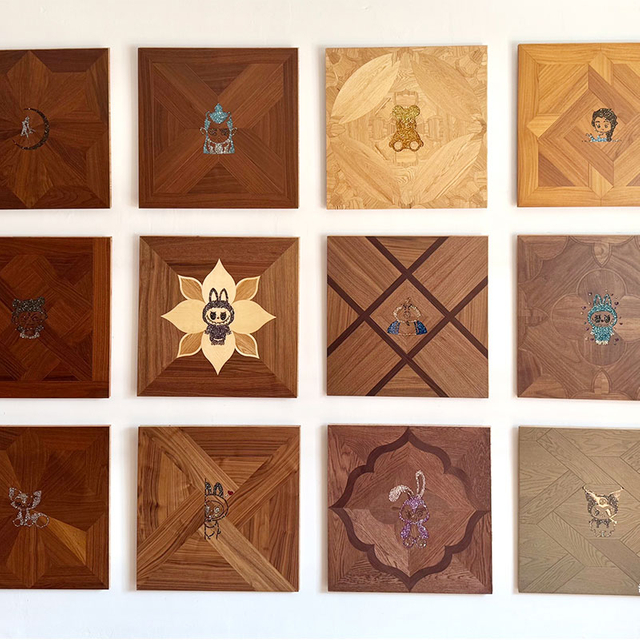 Crystal inlaid wooden floor